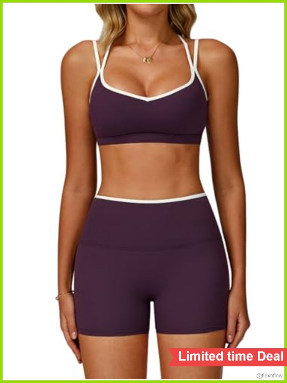 Two Piece Workout Set Sports Bra High Waist Scrunch Butt Shorts